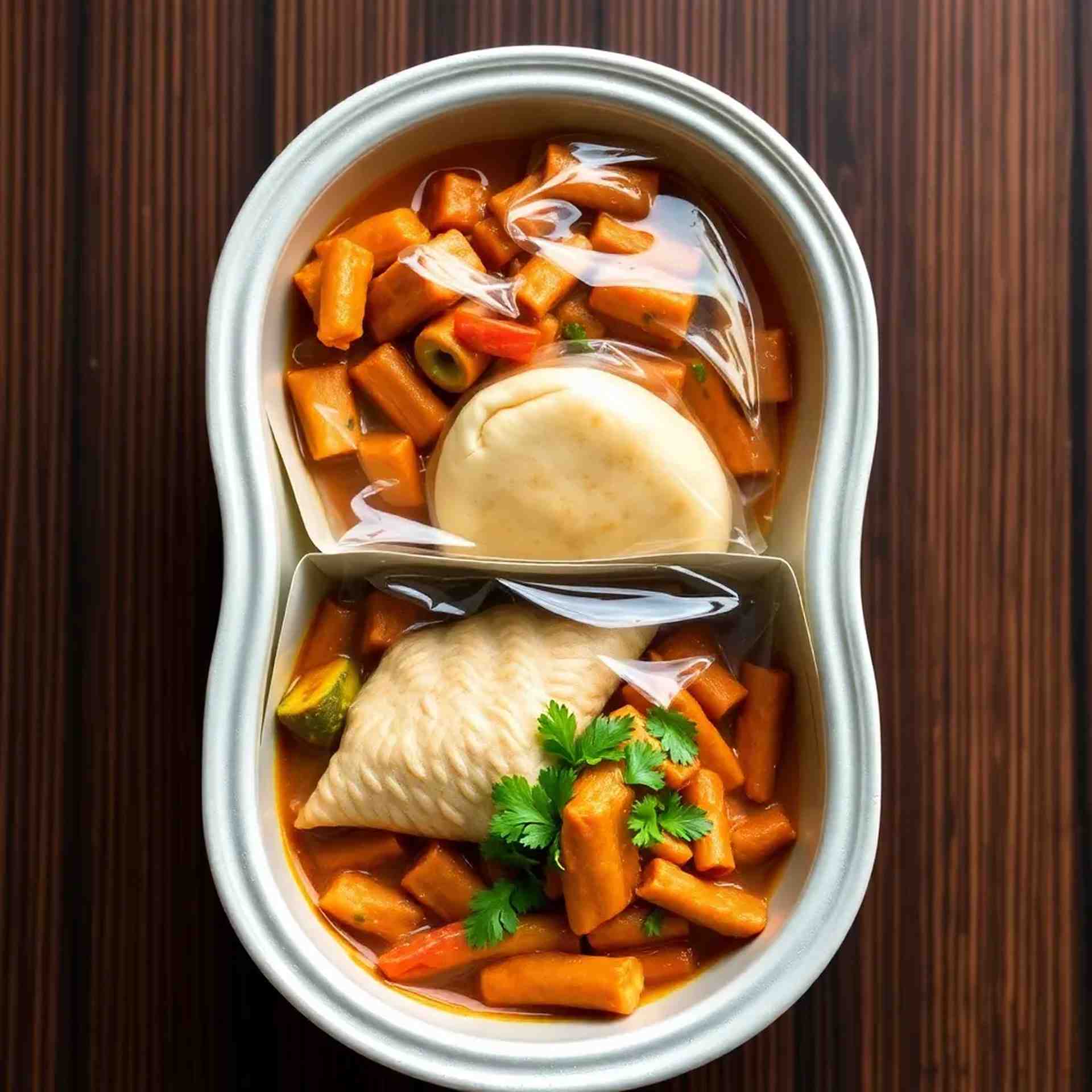 Compartmentalized containers for mixed rice dishes